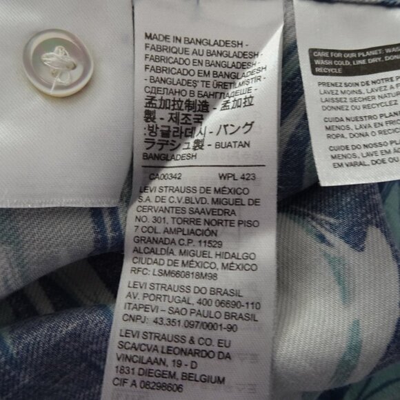 Levi's Cubano Button Front Shirt Men's Size L Blue Marble Print Camp Shirt - Picture 8 of 10
